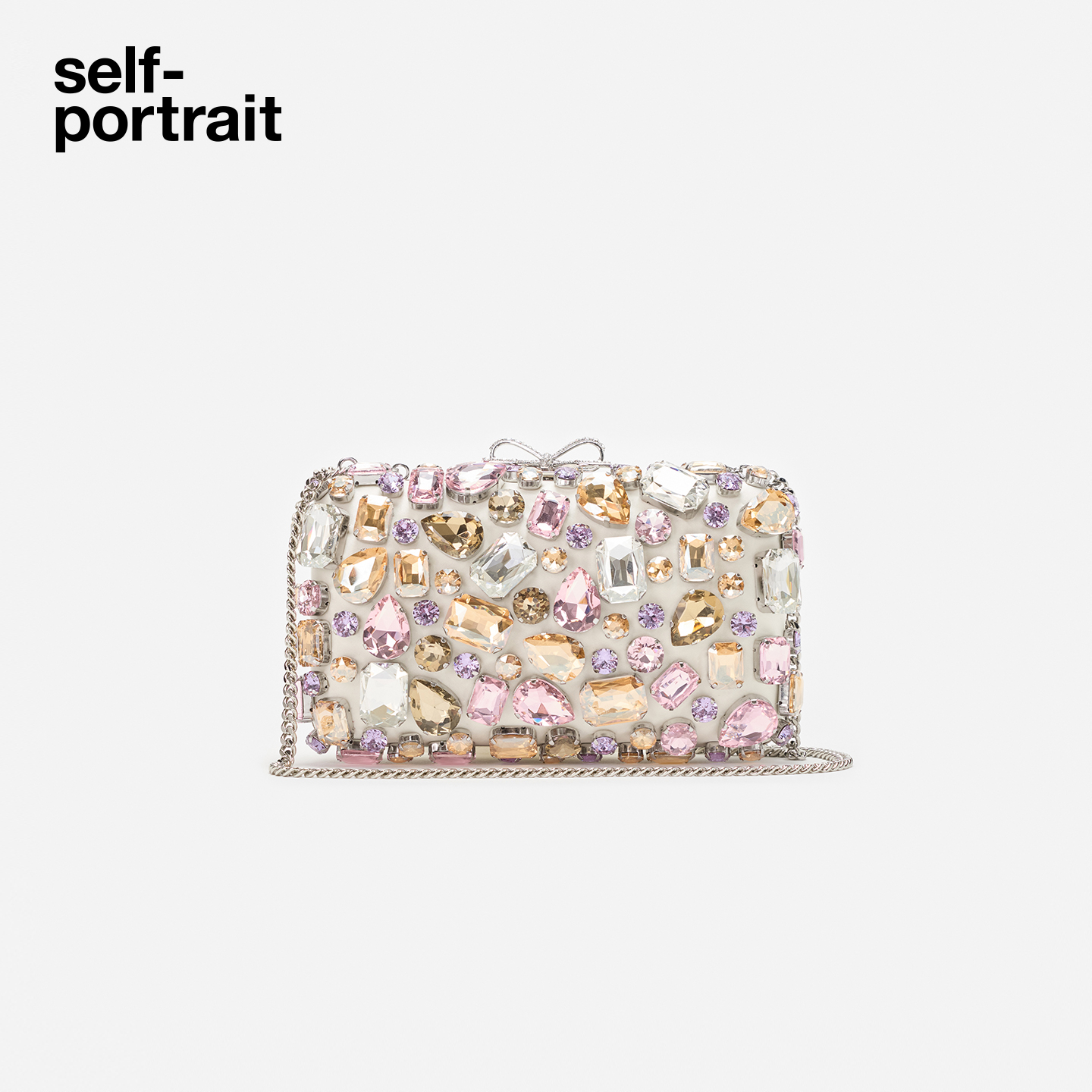 self-portrait链条钻饰手拿包