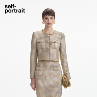 self 秋冬金色小香风编织粗花呢外套 portrait