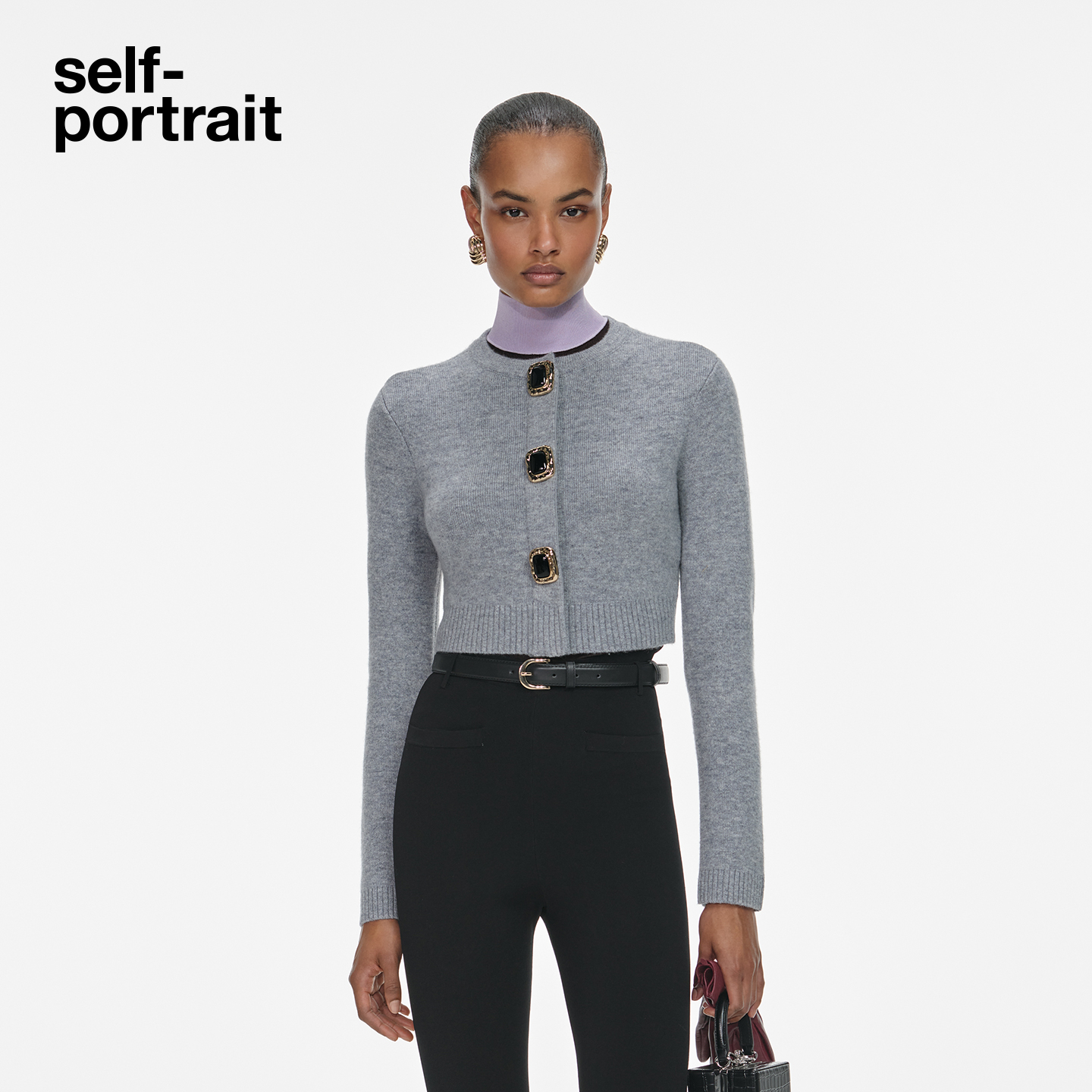 self-portrait羊毛混纺针织外套