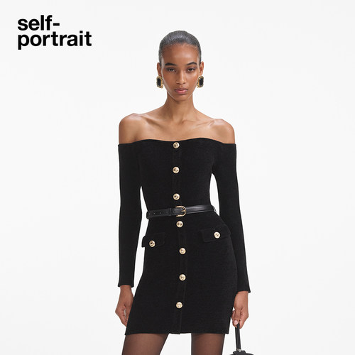 self-portrait字肩针织连衣裙