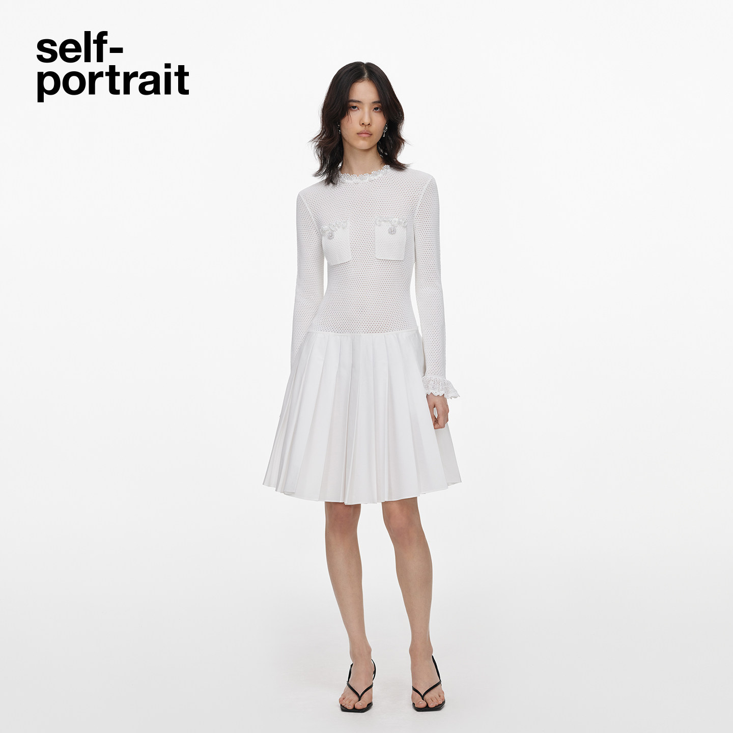 self-portrait拼接连衣裙