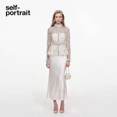 self-portrait长袖礼服连衣裙
