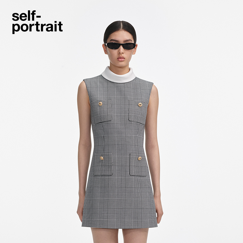 self-portrait无袖小香风连衣裙