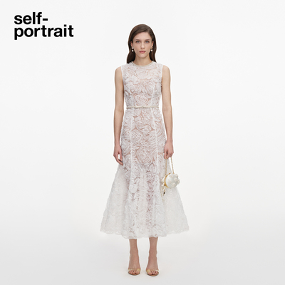 self-portrait玫瑰花蕾丝连衣裙