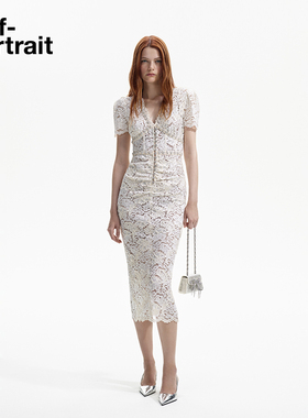 self-portrait春夏白色蕾丝晚宴典礼礼服连衣裙SP领证白月光裙