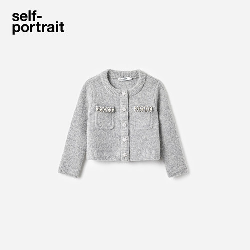 self-portrait灰色童装针织外套