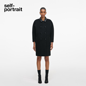 self 黑绵羊皮领羊毛茧型大衣连衣裙 经典 portrait 2026早春新款