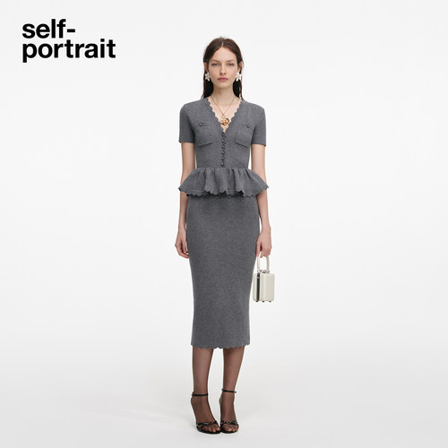 self-portrait短袖针织连衣裙