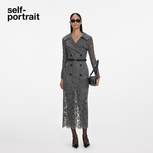 暗夜灰通勤气质长袖 2025秋冬新款 蕾丝连衣裙 portrait self