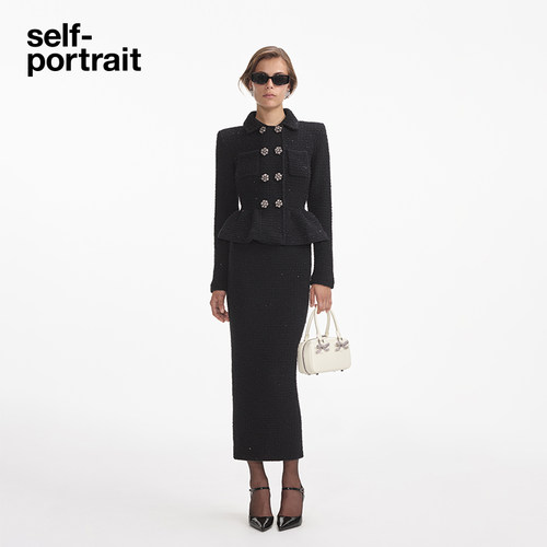 self-portrait假两件针织连衣裙