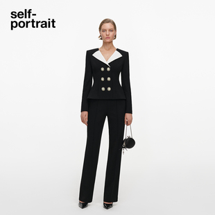 self-portrait 2026秋冬新款经典黑复古翻领西装连体裤长裤