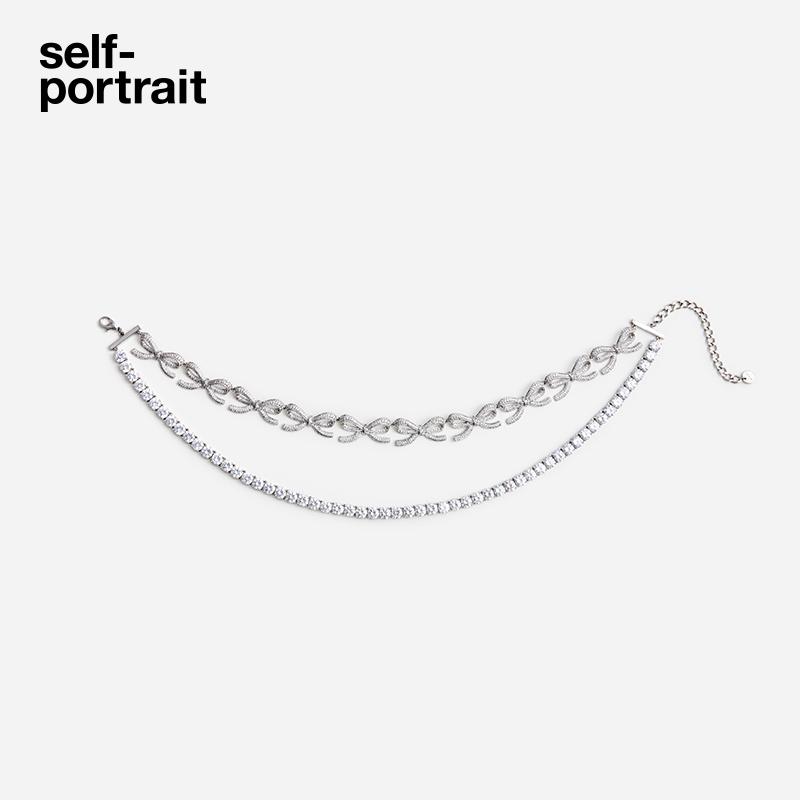 self-portrait蝴蝶结水钻choker