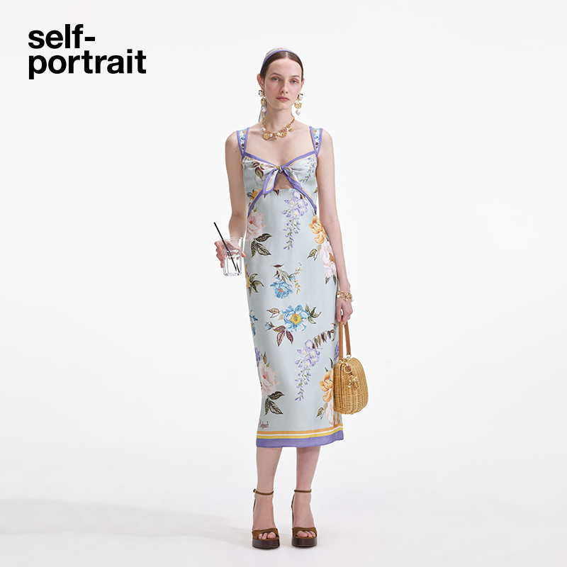 self-portrait扭结背心连衣裙