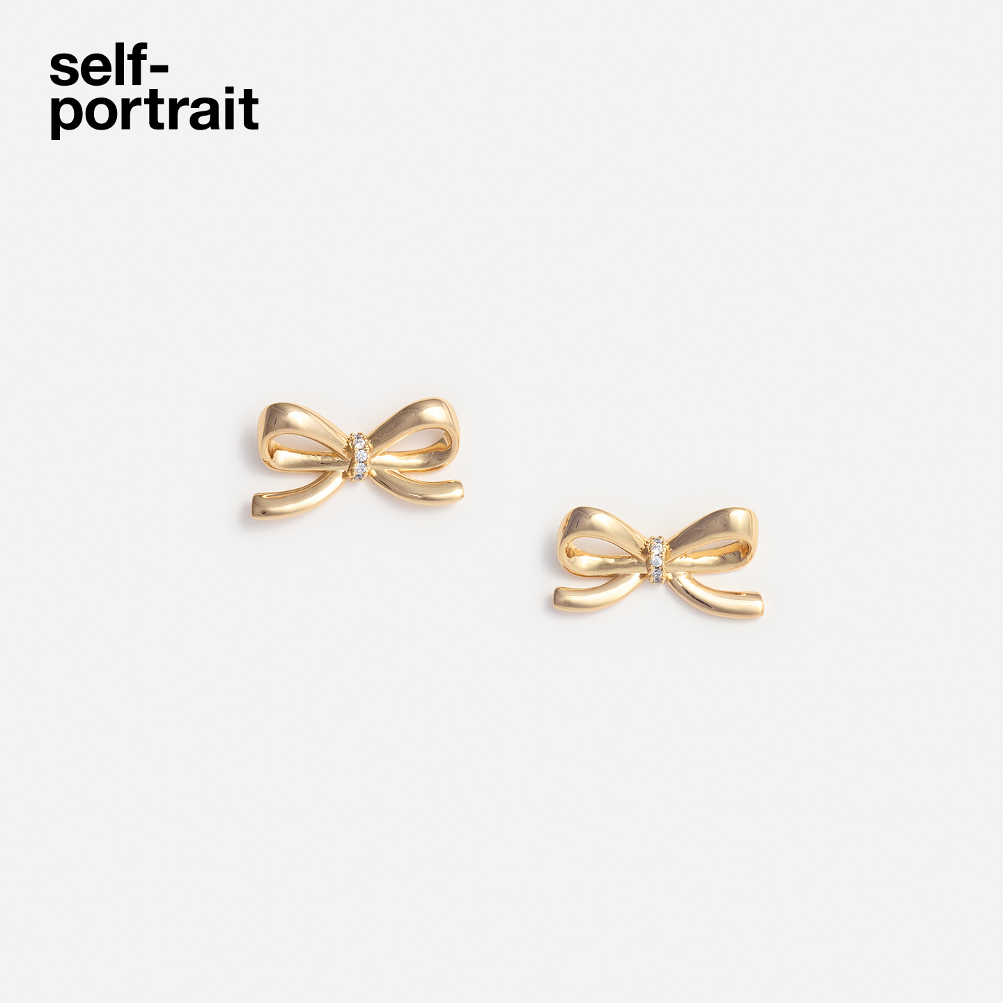 self-portrait钻饰蝴蝶结耳钉