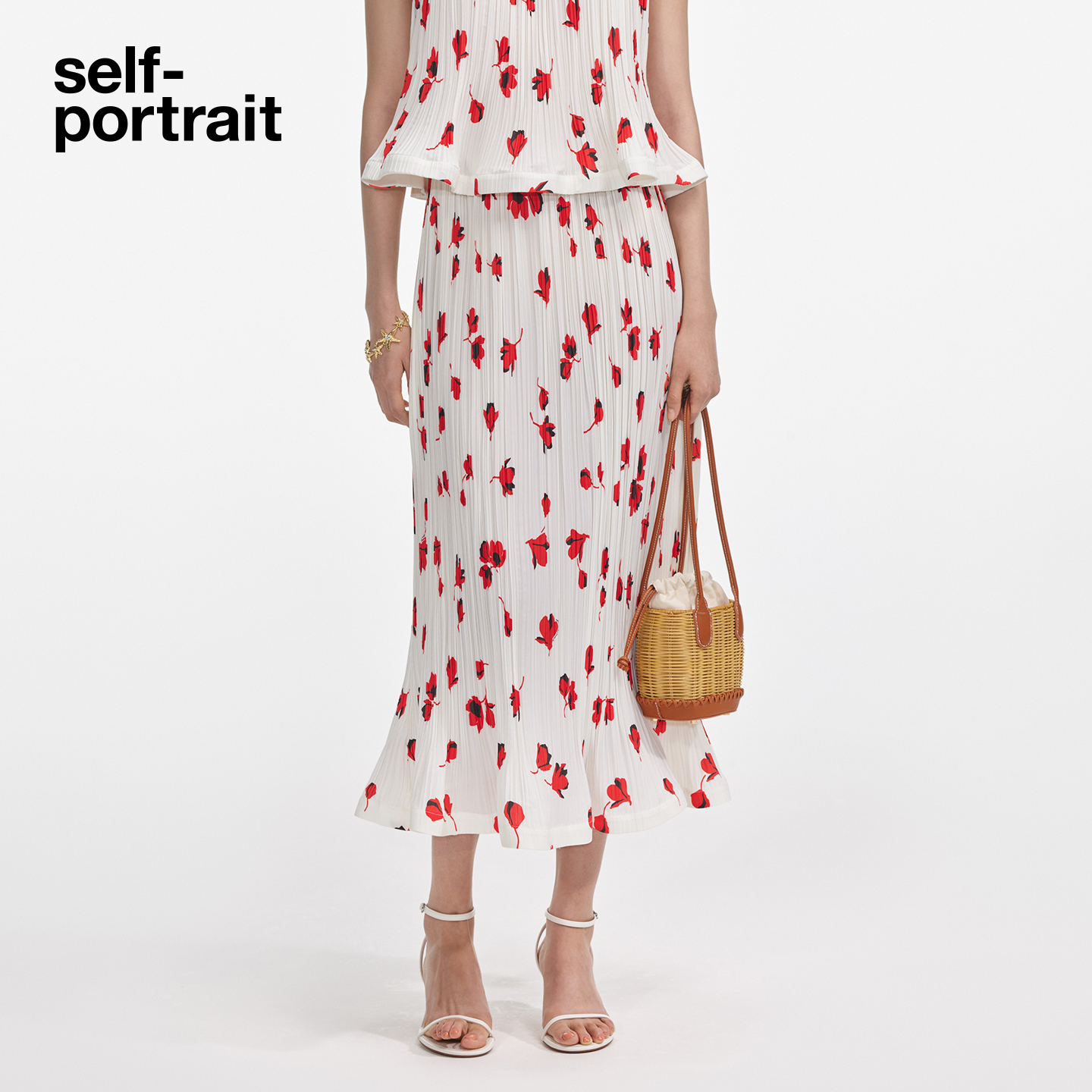 self-portrait褶皱设计感半身裙