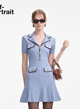 [徐如蓝同款]self-portrait2025早春蓝通勤气质小香风针织连衣裙