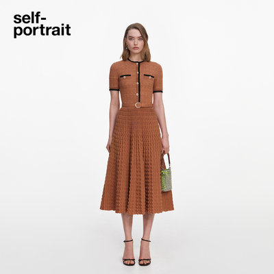 self-portrait圆领针织连衣裙
