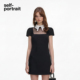 self 黑撞色翻领蝴蝶结连衣裙短裙 经典 portrait 2026早春新款