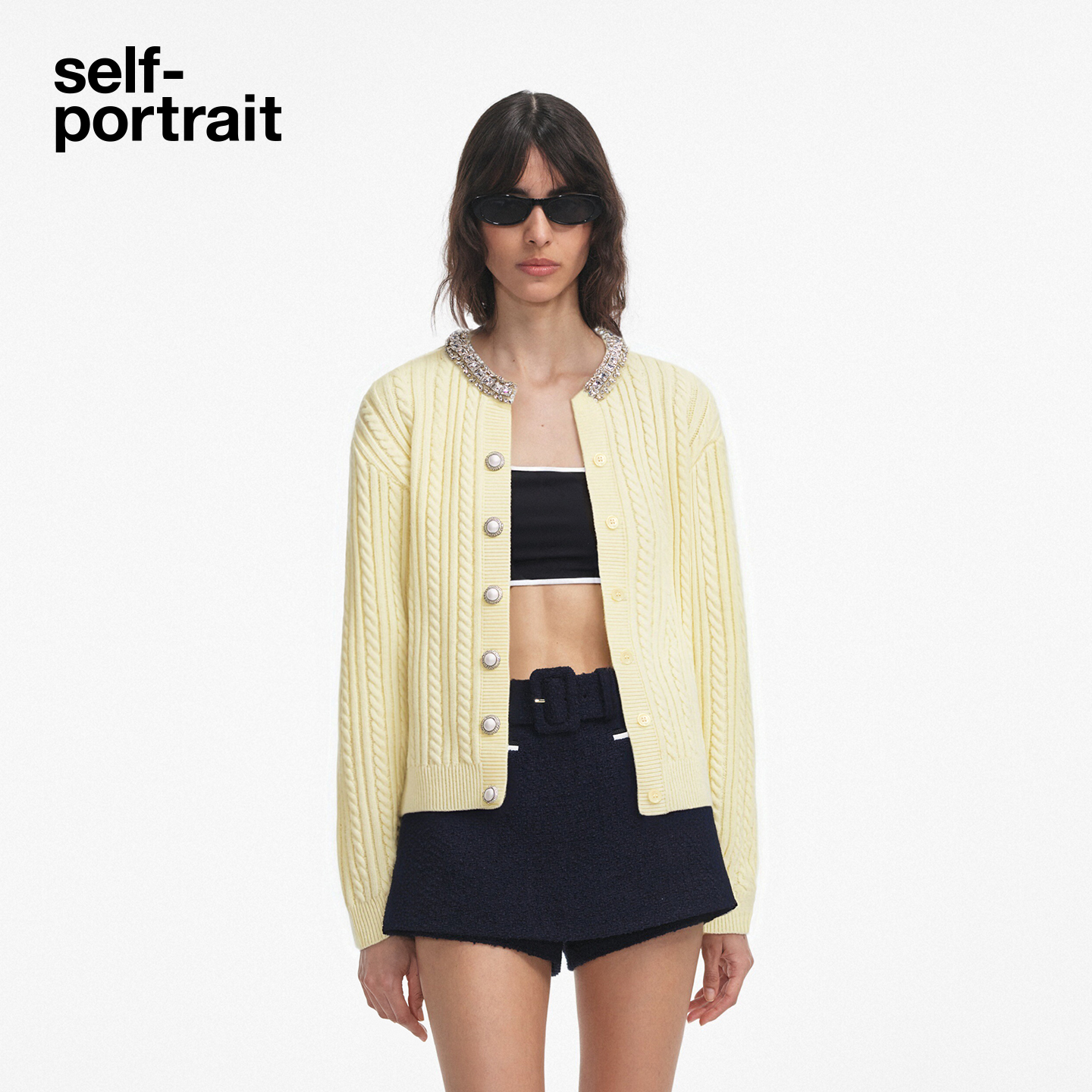 self-portrait长款针织开衫