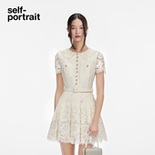 self 娃娃领蕾丝连衣裙 象牙白甜美短袖 portrait 2025秋冬新款