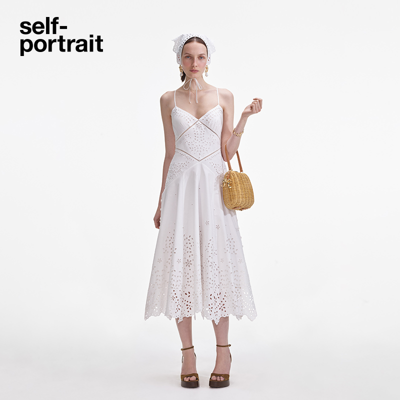 self-portrait纯棉吊带连衣裙