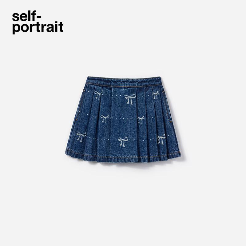 self-portrait蝴蝶结印花半身裙