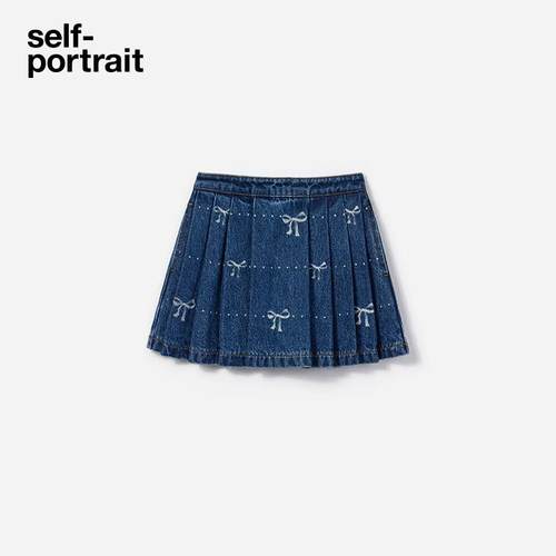 self-portrait蝴蝶结印花半身裙