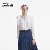 2025春夏纯净白甜美蝴蝶结蕾丝雪纺衬衫 self portrait 上衣