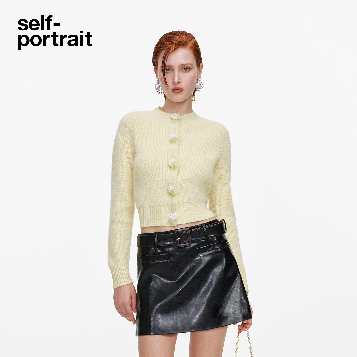 self-portrait短款针织毛衫