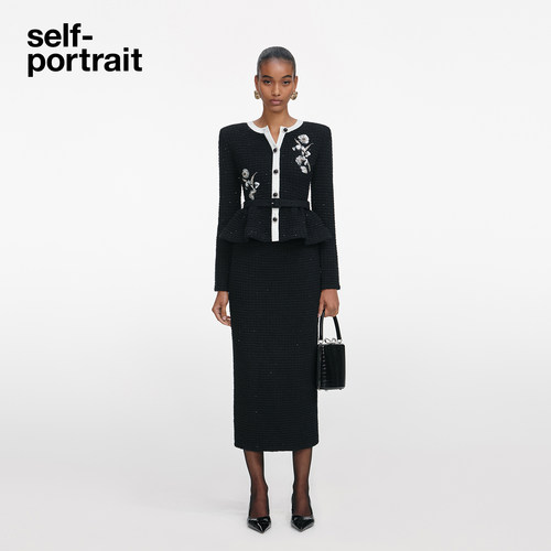 self-portrait假两件针织连衣裙