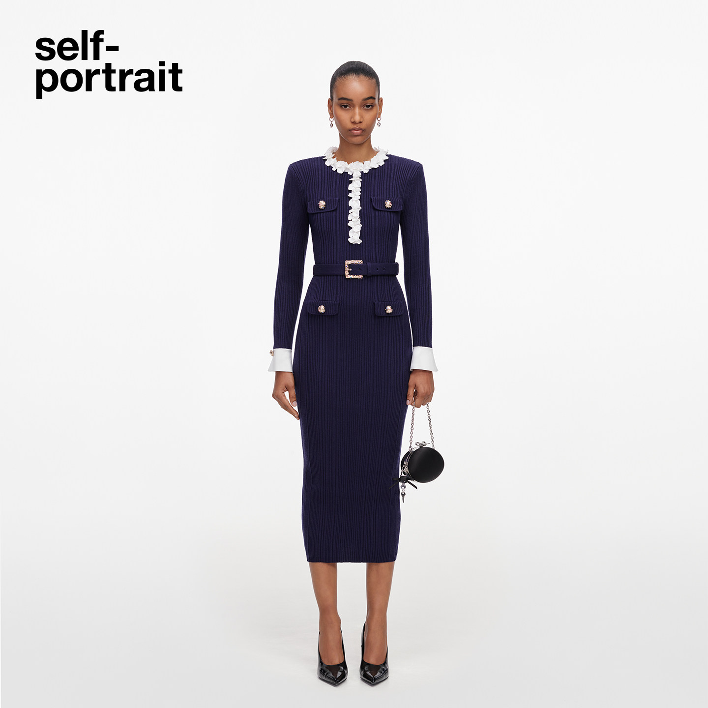 self-portrait包臀针织连衣裙