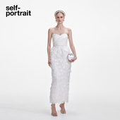 self 2025春夏纯净白抹胸立体花朵礼服连衣裙 portrait