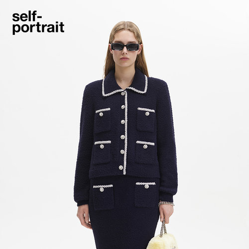 self-portrait针织翻领长袖