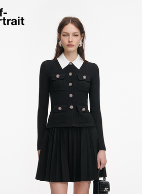 [赵丽颖同款]self-portrait 2026早春新款经典黑千金风针织连衣裙