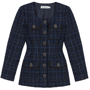 self-portrait 小香风圆领开襟收腰复古款夹克外套上衣