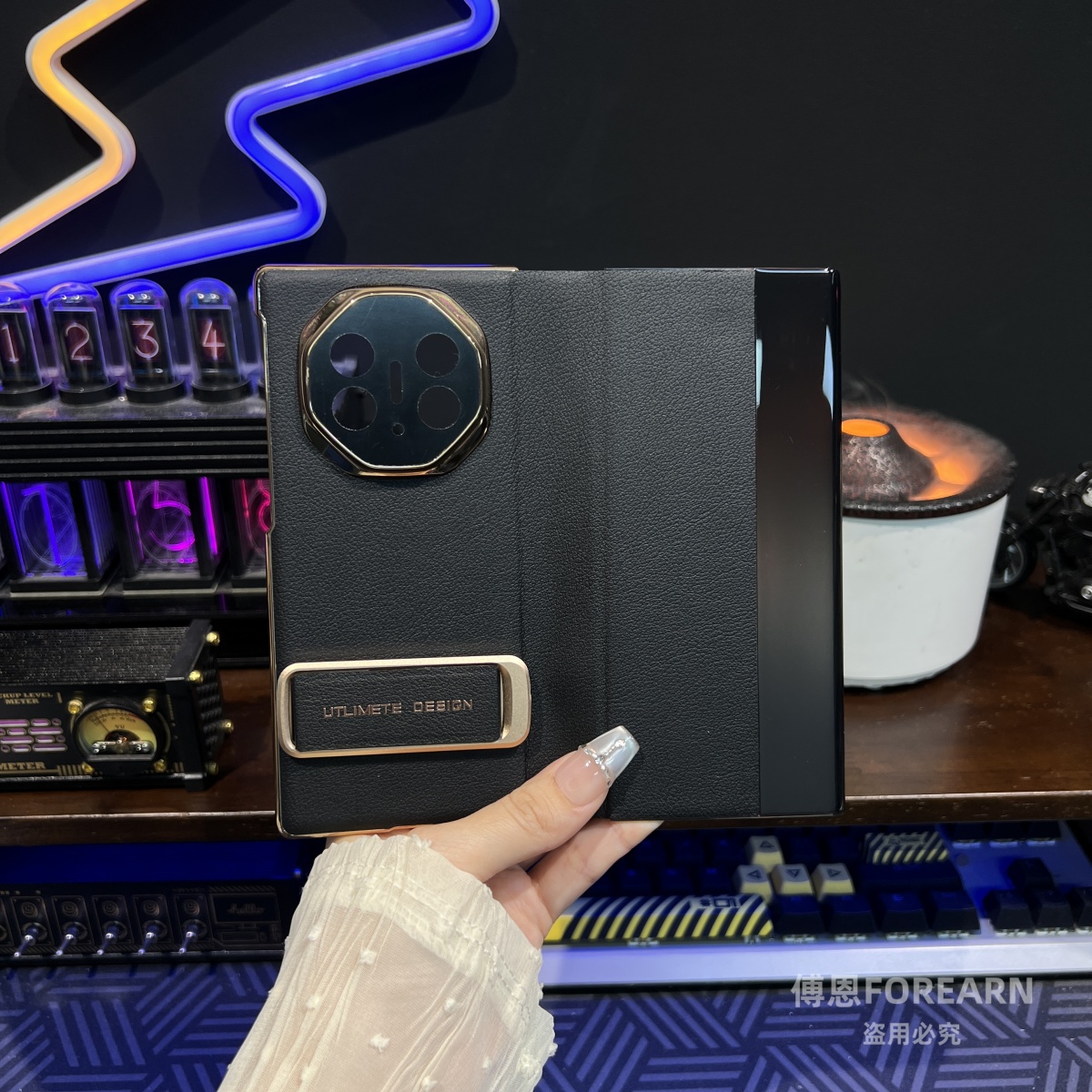 适用华为Matext手机壳真皮带支架