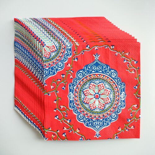 BOHO Red Paper Napkins Decoupage Party 波西米亚风红色餐巾纸