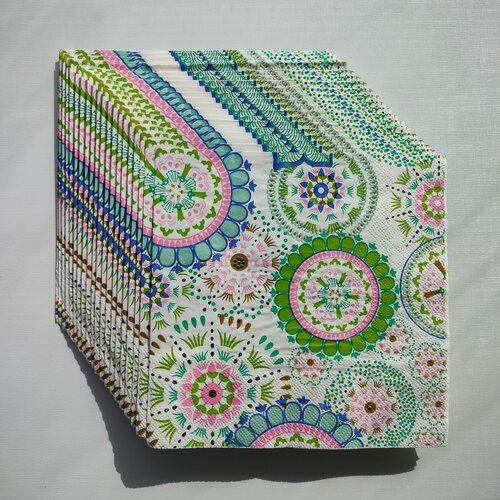 Green Paper Napkins Decoupage 波西米亚绿色蝶骨巴特派对餐巾纸