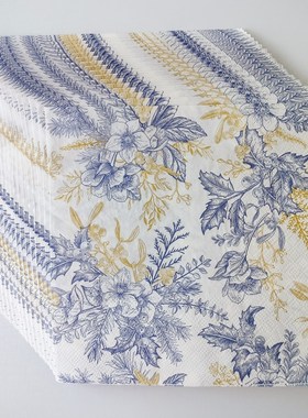 Blue Floral Paper Napkins Decoupage 蝶骨巴特婚礼印花餐巾纸巾