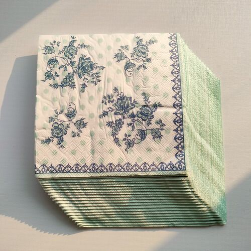 Blue Flower Party Decorative Paper Napkins Decoupage印花纸巾