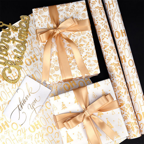 Christmas Gift Wrapping Paper Roll鎏金高级感圣诞节礼物包装纸