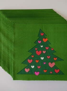 Christmas Tree Green Paper Napkins Party圣诞节派对绿色餐巾纸