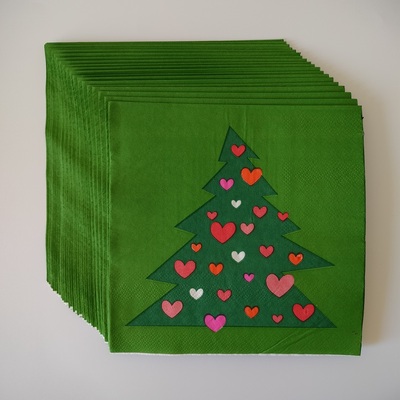 Christmas Tree Green Paper Napkins Party圣诞节派对绿色餐巾纸