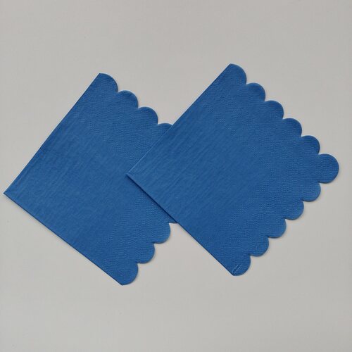 蓝色花边节日派对纸巾 Blue Scalloped Napkins Party Supplies