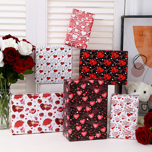 5PCs Valentine's Day Red Gift Wrapping Paper情人节礼物包装纸