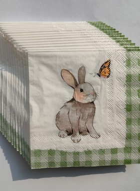 Happy Easter Bunny Paper Napkins Party复活节小兔子三层餐巾纸