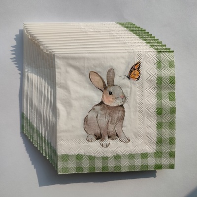 Happy Easter Bunny Paper Napkins Party复活节小兔子三层餐巾纸