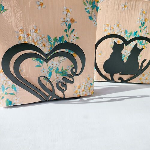 Metal Napkin Holder for Table Love Heart Black Holders纸巾架