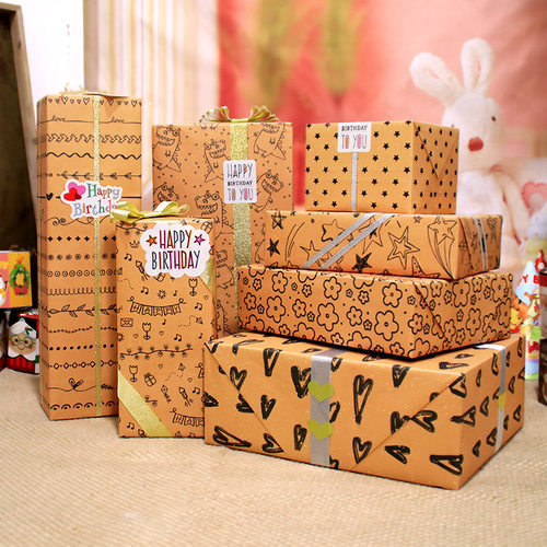 Star Love Heart Flower Gift Wrapping Paper爱心花朵礼物包装纸