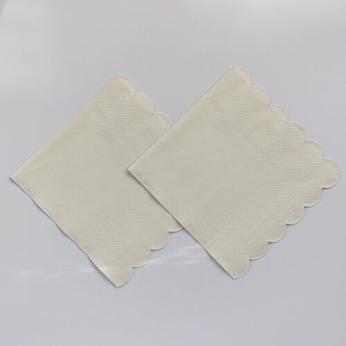 米白色花边派对纸巾 Cream Scalloped Napkins Party Supplies